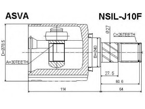 ASVA NSIL-J10F jungčių komplektas, kardaninis velenas 
 Ratų pavara -> Sujungimai/komplektas
39711-JD02B