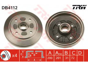 TRW DB4112 stabdžių būgnas 
 Stabdžių sistema -> Būgninis stabdys -> Stabdžių būgnas
G03026251B, G03026251C, G03026251D