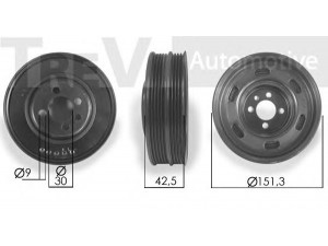 TREVI AUTOMOTIVE PC1225 skriemulys, alkūninis velenas 
 Diržinė pavara -> Dirželio skriemulys
058105251E, 058105251E, 058105251E