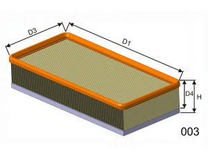 MISFAT P419A oro filtras 
 Filtrai -> Oro filtras
1K0129620E, 1K0129620E, 1K0129620E