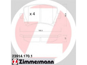 ZIMMERMANN 23914.170.1 stabdžių trinkelių rinkinys, diskinis stabdys 
 Techninės priežiūros dalys -> Papildomas remontas
1K0 698 451, 1K0 698 451 B, 1K0 698 451 D