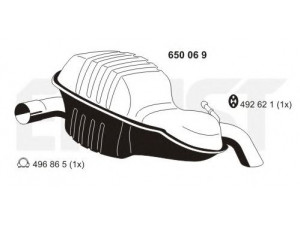 ERNST 650069 galinis duslintuvas 
 Išmetimo sistema -> Duslintuvas
8 64 9280, 9 49 2907