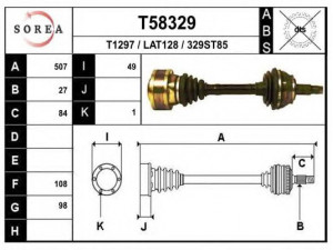 EAI T58329 kardaninis velenas 
 Ratų pavara -> Kardaninis velenas
1600012661, 463073860, 838BB.2GA.E
