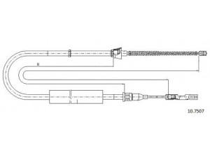 CABOR 10.7507 trosas, stovėjimo stabdys 
 Stabdžių sistema -> Valdymo svirtys/trosai
8Z0609721B, 8Z0609721F, 8Z0609722C