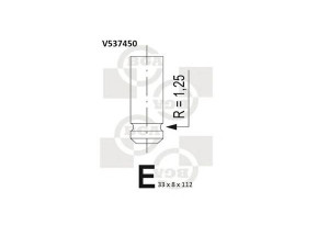 BGA V537450 išleidimo vožtuvas 
 Variklis -> Variklio uždegimo laiko reguliavimo kontrolė -> Vožtuvų eilė -> Vožtuvai/dalys
93501280, 93510773, 93510774, 93510775