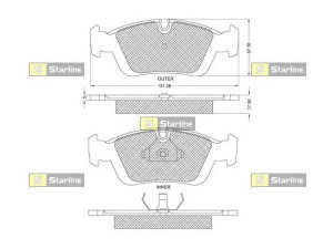 STARLINE BD S153 stabdžių trinkelių rinkinys, diskinis stabdys 
 Techninės priežiūros dalys -> Papildomas remontas
34111160356, 34111160357, 34111160532