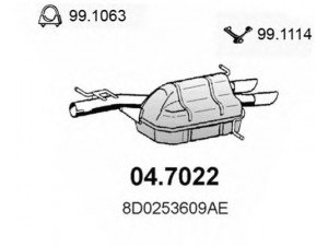 ASSO 04.7022 galinis duslintuvas 
 Išmetimo sistema -> Duslintuvas
8D0253609AE