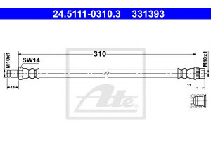ATE 24.5111-0310.3 stabdžių žarnelė 
 Stabdžių sistema -> Stabdžių žarnelės
82 00 958 352, 82 00 958 352
