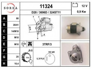 EAI 11324 starteris 
 Elektros įranga -> Starterio sistema -> Starteris
M3T19971, 555818, 558018, 580218