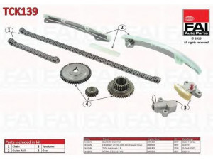 FAI AutoParts TCK139 pavaros grandinės komplektas 
 Variklis -> Variklio uždegimo laiko reguliavimo kontrolė -> Sinchronizavimo grandinė/įtempiklis/kreiptuvas -> Pavaros grandinės komplektas