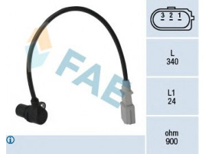 FAE 79198 jutiklis, alkūninio veleno impulsas; RPM jutiklis, variklio valdymas 
 Kibirkšties / kaitinamasis uždegimas -> Impulsų generatorius
1120193, YM21-12A545-AA, 022 957 147