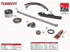 FAI AutoParts TCK46VVT pavaros grandinės komplektas 
 Variklis -> Variklio uždegimo laiko reguliavimo kontrolė -> Sinchronizavimo grandinė/įtempiklis/kreiptuvas -> Pavaros grandinės komplektas
13028AX000