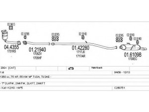 MTS C260751016366 išmetimo sistema 
 Išmetimo sistema -> Išmetimo sistema, visa