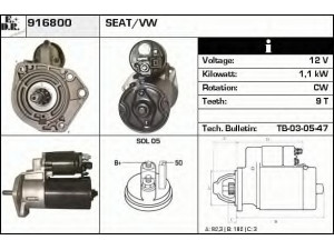 EDR 916800 starteris 
 Elektros įranga -> Starterio sistema -> Starteris
036911023SX, 036911025B, 036911023S