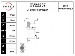 EAI CV22237K jungčių komplektas, kardaninis velenas 
 Ratų pavara -> Sujungimai/komplektas