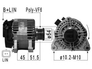 ERA 210946 kintamosios srovės generatorius 
 Elektros įranga -> Kint. sr. generatorius/dalys -> Kintamosios srovės generatorius
16 080 660 80, 96 060 074 80, 96 882 373 80