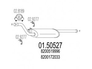 MTS 01.50527 vidurinis duslintuvas 
 Išmetimo sistema -> Duslintuvas
8200172033, 8200519996