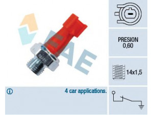 FAE 12431 alyvos slėgio jungiklis 
 Variklis -> Variklio elektra
46472027, 1131.J9, 1131.K7