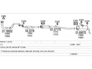 MTS C260423005556 išmetimo sistema 
 Išmetimo sistema -> Išmetimo sistema, visa