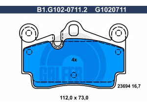 GALFER B1.G102-0711.2 stabdžių trinkelių rinkinys, diskinis stabdys 
 Techninės priežiūros dalys -> Papildomas remontas
955 352 939 00, 955 352 939 01