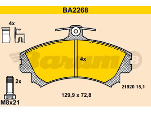 BARUM BA2268 stabdžių trinkelių rinkinys, diskinis stabdys 
 Techninės priežiūros dalys -> Papildomas remontas
4605A734, MR235557, MR249241, MR407946