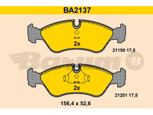 BARUM BA2137 stabdžių trinkelių rinkinys, diskinis stabdys 
 Techninės priežiūros dalys -> Papildomas remontas
16 05 454, 16 05 746, 16 05 789
