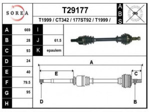 EAI T29177 kardaninis velenas 
 Ratų pavara -> Kardaninis velenas
3272VN