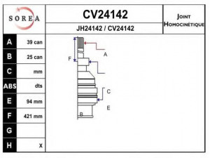 EAI CV24142K jungčių komplektas, kardaninis velenas