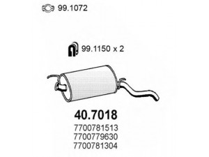 ASSO 40.7018 galinis duslintuvas 
 Išmetimo sistema -> Duslintuvas
7700779630, 7700781304, 7700781513
