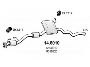 ASSO 14.6010 vidurinis duslintuvas 
 Išmetimo sistema -> Duslintuvas
5024534, 6190310, 6519925, 6717332