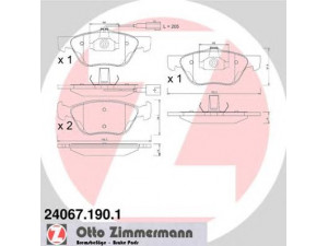 ZIMMERMANN 24067.190.1 stabdžių trinkelių rinkinys, diskinis stabdys 
 Techninės priežiūros dalys -> Papildomas remontas
77362229, 77362231, 77362674, 9948845