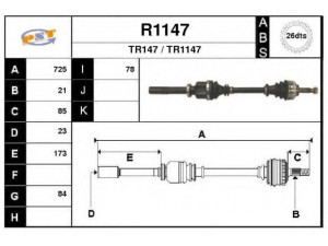 SNRA R1147 kardaninis velenas 
 Ratų pavara -> Kardaninis velenas
8200113931