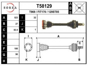 EAI T58129 kardaninis velenas 
 Ratų pavara -> Kardaninis velenas