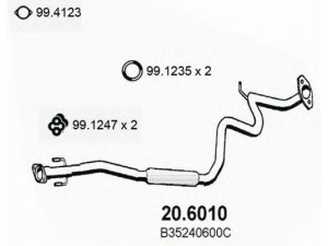 ASSO 20.6010 vidurinis duslintuvas 
 Išmetimo sistema -> Duslintuvas
B35240600C, B35240600C9A, B35240600D