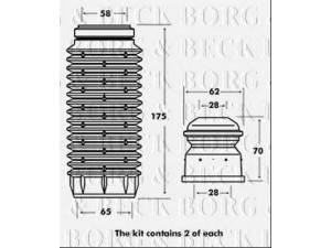 BORG & BECK BPK7058 apsauginio dangtelio komplektas, amortizatorius