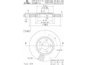 BREMBO 09.N212.11 stabdžių diskas 
 Stabdžių sistema -> Diskinis stabdys -> Stabdžių diskas
5290733AA, 5290733AB