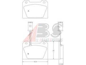 A.B.S. 36444 stabdžių trinkelių rinkinys, diskinis stabdys 
 Techninės priežiūros dalys -> Papildomas remontas
GBP259, GBP90259, GBP259, GBP90259