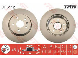 TRW DF6112 stabdžių diskas 
 Stabdžių sistema -> Diskinis stabdys -> Stabdžių diskas
13501303, 569062, 569128, 13502199
