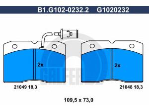 GALFER B1.G102-0232.2 stabdžių trinkelių rinkinys, diskinis stabdys 
 Techninės priežiūros dalys -> Papildomas remontas
1906039