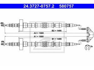 ATE 24.3727-0757.2 trosas, stovėjimo stabdys 
 Stabdžių sistema -> Valdymo svirtys/trosai
24425112, 5 22 002, 5 22 004, 9223133