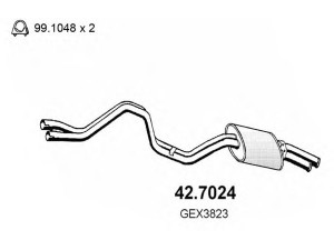 ASSO 42.7024 galinis duslintuvas 
 Išmetimo sistema -> Duslintuvas
GEX3823, NRC7185