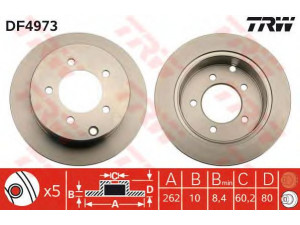 TRW DF4973 stabdžių diskas 
 Stabdžių sistema -> Diskinis stabdys -> Stabdžių diskas
4615A119, MN116332, 4615A1024