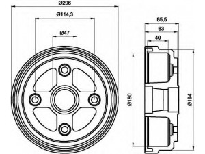 HELLA 8DT 355 300-541 stabdžių būgnas 
 Stabdžių sistema -> Būgninis stabdys -> Stabdžių būgnas
4351160F00, 4351184040