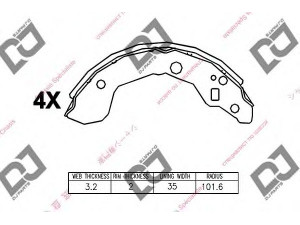 DJ PARTS BS1148 stabdžių trinkelių komplektas 
 Techninės priežiūros dalys -> Papildomas remontas
440607E625, AY360NS052, D407MV0200