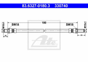 ATE 83.6327-0180.3 stabdžių žarnelė 
 Stabdžių sistema -> Stabdžių žarnelės
6125636, 85GB-2282-AA