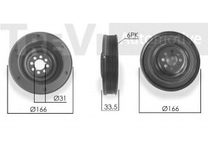TREVI AUTOMOTIVE PC1243 skriemulys, alkūninis velenas 
 Diržinė pavara -> Dirželio skriemulys
078105251L, 078105251Q, 078105251R