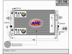 AHE 121.150 radiatorius, variklio aušinimas 
 Aušinimo sistema -> Radiatorius/alyvos aušintuvas -> Radiatorius/dalys
1300285