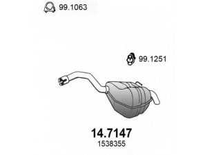 ASSO 14.7147 galinis duslintuvas 
 Išmetimo sistema -> Duslintuvas
1440318, 1447819, 1538355