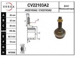 EAI CV22103A2K jungčių komplektas, kardaninis velenas 
 Ratų pavara -> Sujungimai/komplektas