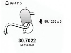 ASSO 30.7022 galinis duslintuvas 
 Išmetimo sistema -> Duslintuvas
MR539028